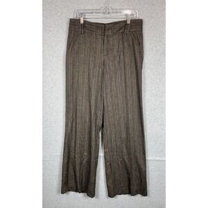 Stefanel Pants Womens 8 Wool Blend Wide Leg Striped Dress‎ Trouser Made in Italy